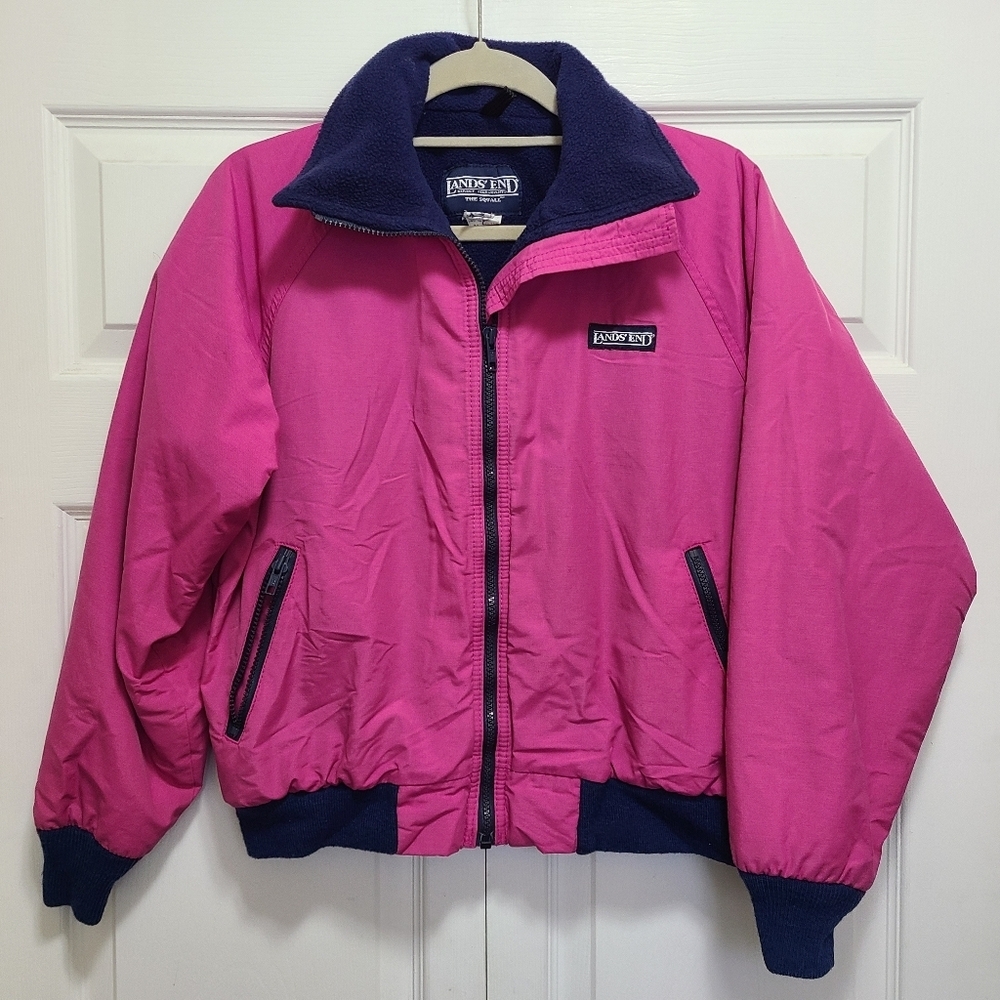 Vtg Lands End Pink Women's Winter Jacket Size‎ M Coat SNOW SKI 90s